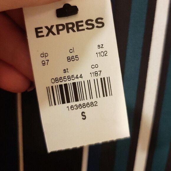 Express Pinstripe Wrap Top size Small NWT - Picture 6 of 7